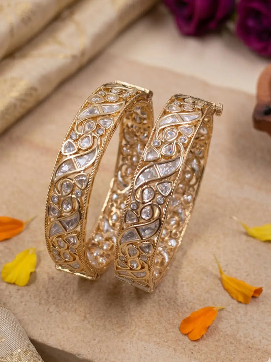 Designer Openable Uncut Polki Kundan Bangles Set | Wedding & Bridal Indian Bangles