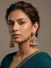 Designer Long Red Kundan Jhumka Earrings | Wedding And Festive Wear Earrings