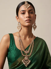 Luxurious Long Layered Polki Kundan Necklace Earring Set With Tikka | Wedding And Bridal Jewellery