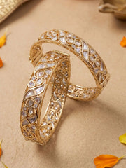 Designer Openable Uncut Polki Kundan Bangles Set | Wedding & Bridal Indian Bangles