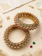 Traditional Gold Plated Muti Colour Pearl Kada Bangles For Women | Wedding, Bridal & Festive Bangles
