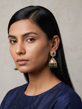 Traditional green Kundan Jhumka Earrings For Women | Wedding And Festive Wear Earrings