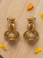 Antique Gold Temple Jhumka Earrings With Elephant Motif | Traditional Ethnic Earrings For Women