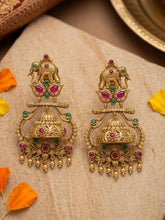 Antique Gold Elephant Temple Jhumka Earrings For Ethnic & Traditional Wear