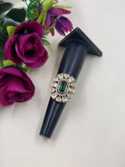 Statement green Polki Kundan Ring for Women | Wedding And Festive Wear