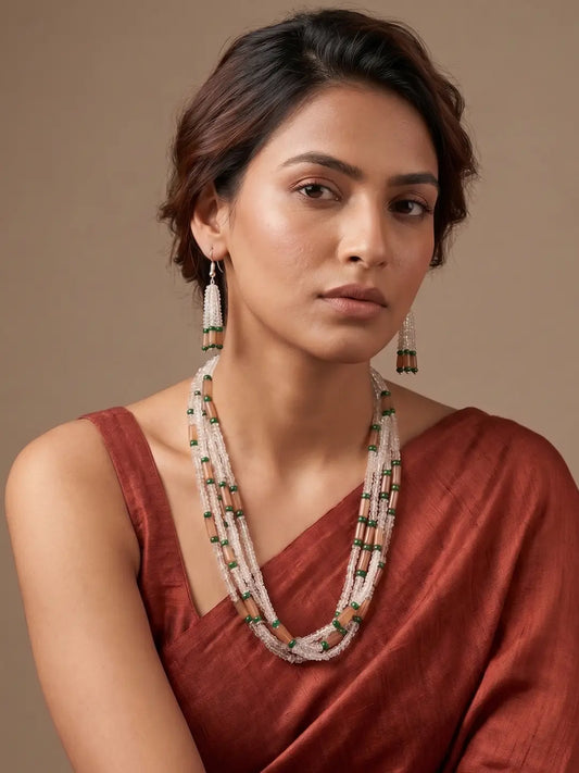 Handcrafted Rainbow Moonstone Faceted Beads Necklace Set | Gemstone Jewellery