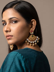 Antique Gold Plated Kundan Chandbali Earrings For Women | Wedding & Party Wear