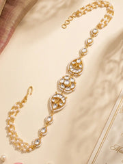 Elegant Gold Plated Pearl Kundan Sheeshpatti For Women | Festive & Bridal Pearl Sheeshphool for women