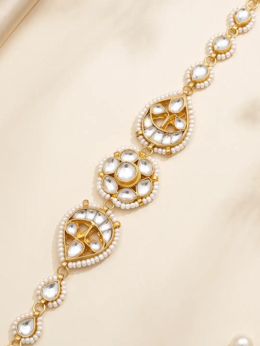 Elegant Gold Plated Pearl Kundan Sheeshpatti For Women | Festive & Bridal Pearl Sheeshphool for women