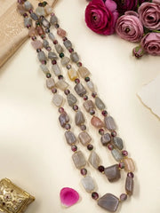 Natural Moonstone double layer beaded necklace for women with organic-shaped gemstone beads