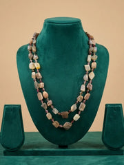 Dual Strand Natural Moonstone Beaded Necklace displayed on a green mannequin