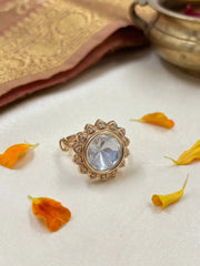 Elegant Adjustable Kundan Polki Finger Ring For Women | Ethnic & Traditional