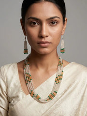 Handcrafted Rainbow Moonstone Faceted Beads Necklace Set | Gemstone Jewellery