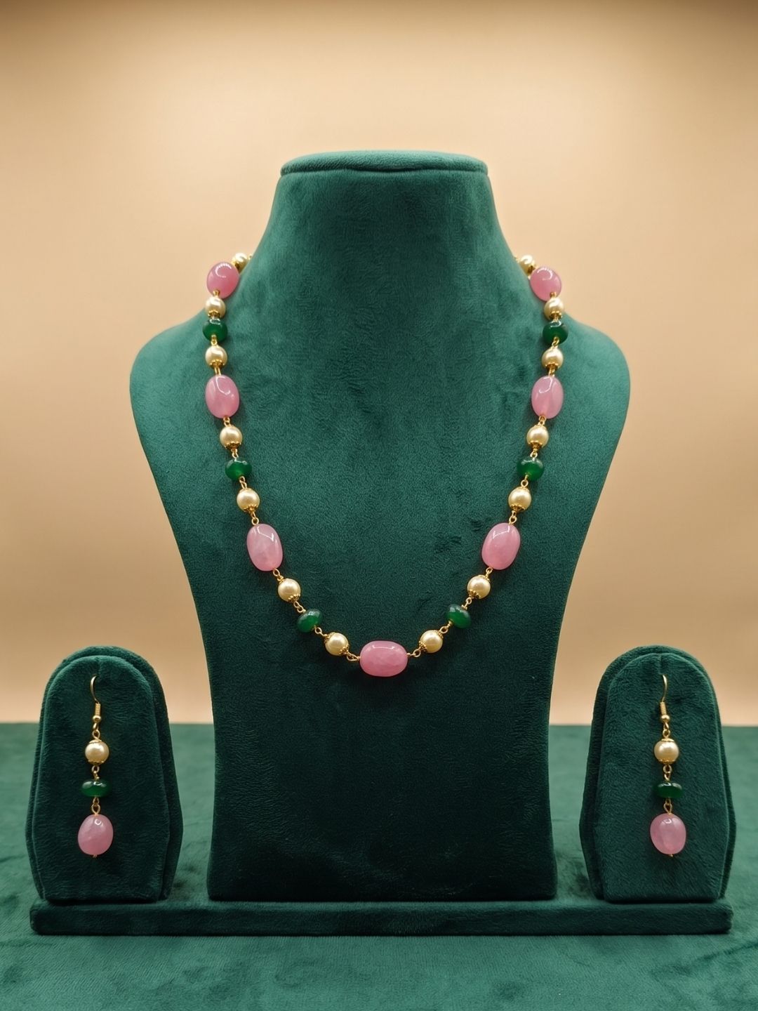 Semi Precious Gemstone Jade Beaded Necklace Set | Ethnic Jewellery For Women