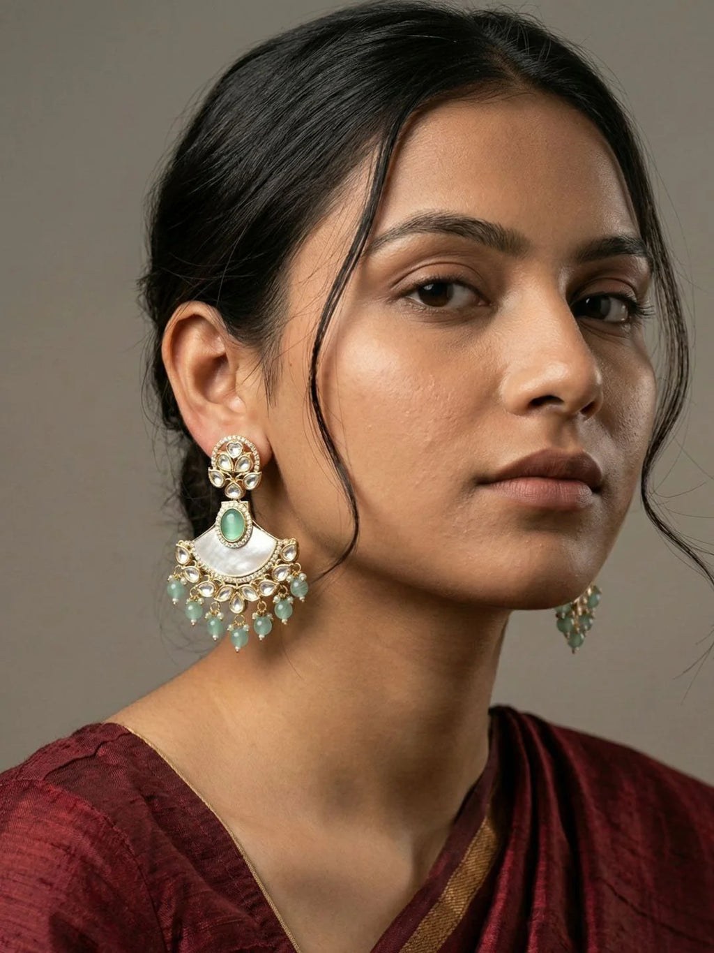 Luxurious Long Layered Polki Kundan Necklace Earring Set With Tikka  | Wedding And Bridal Jewellery