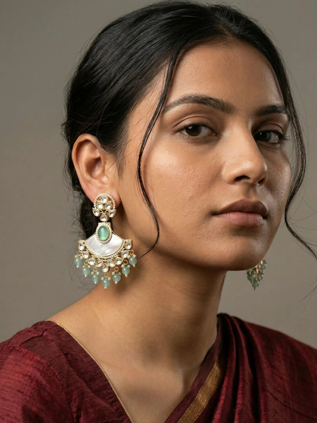 Luxurious Long Layered Polki Kundan Necklace Earring Set With Tikka  | Wedding And Bridal Jewellery