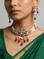 Exquisite Beaded Pearl Red Polki Choker Necklace Set | Statement  Red kundan Choker