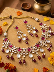 Traditional Beaded Kundan Jewellery Set For Weddings & Festive Wear