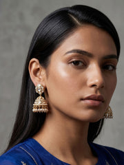 Traditional Kundan Jhumka Earrings with pearl drops handcrafted For Women | Wedding And Festive Wear Earrings