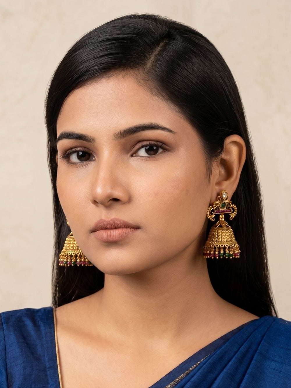 Ethnic Gold Plated Antique Gold Jhumka Earrings | Festive & Wedding Wear Earrings