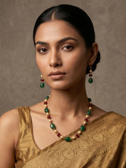 Semi Precious Gemstone Green  Jade Beaded Necklace Set | Ethnic Jewellery For Women