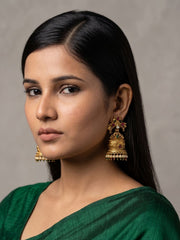 Antique Gold Peacock Jhumka Earrings For Ethnic And Traditional Wear