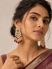 Vamika Pretty Polki Kundan Dangler Earrings With Red Drops | Statement Earrings