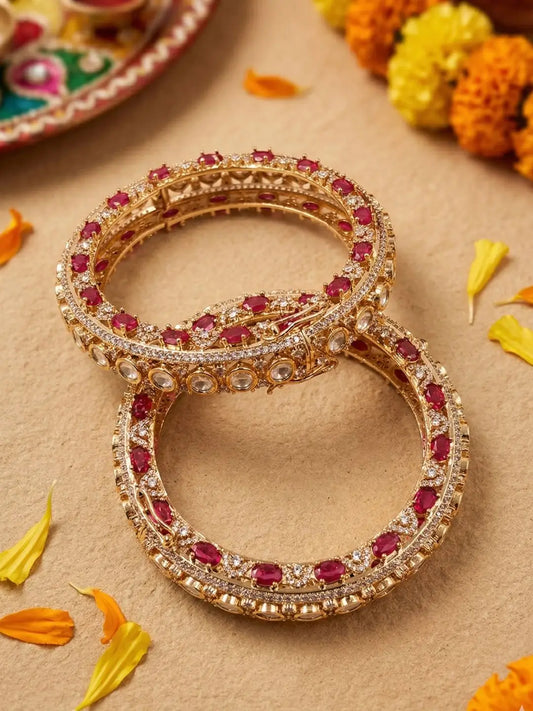 Designer Luxury Ruby Stones & Kundan Bangles Set For Women | Wedding Bridal & Party Wear online