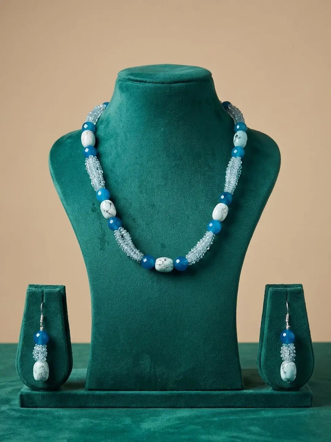 Designer Blue Onyx & Blue Topaz Multi Strand Beaded Necklace Set For Women | Blue Beads Necklace 