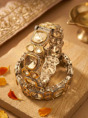 Dual Tone Victorian Uncut Polki Kundan Kada Bangles For Women | Wedding & Party Wear