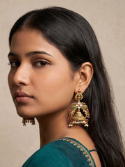 Traditional Antique Gold Lakshmi Temple Jhumka Earrings | Wedding & Festive Wear