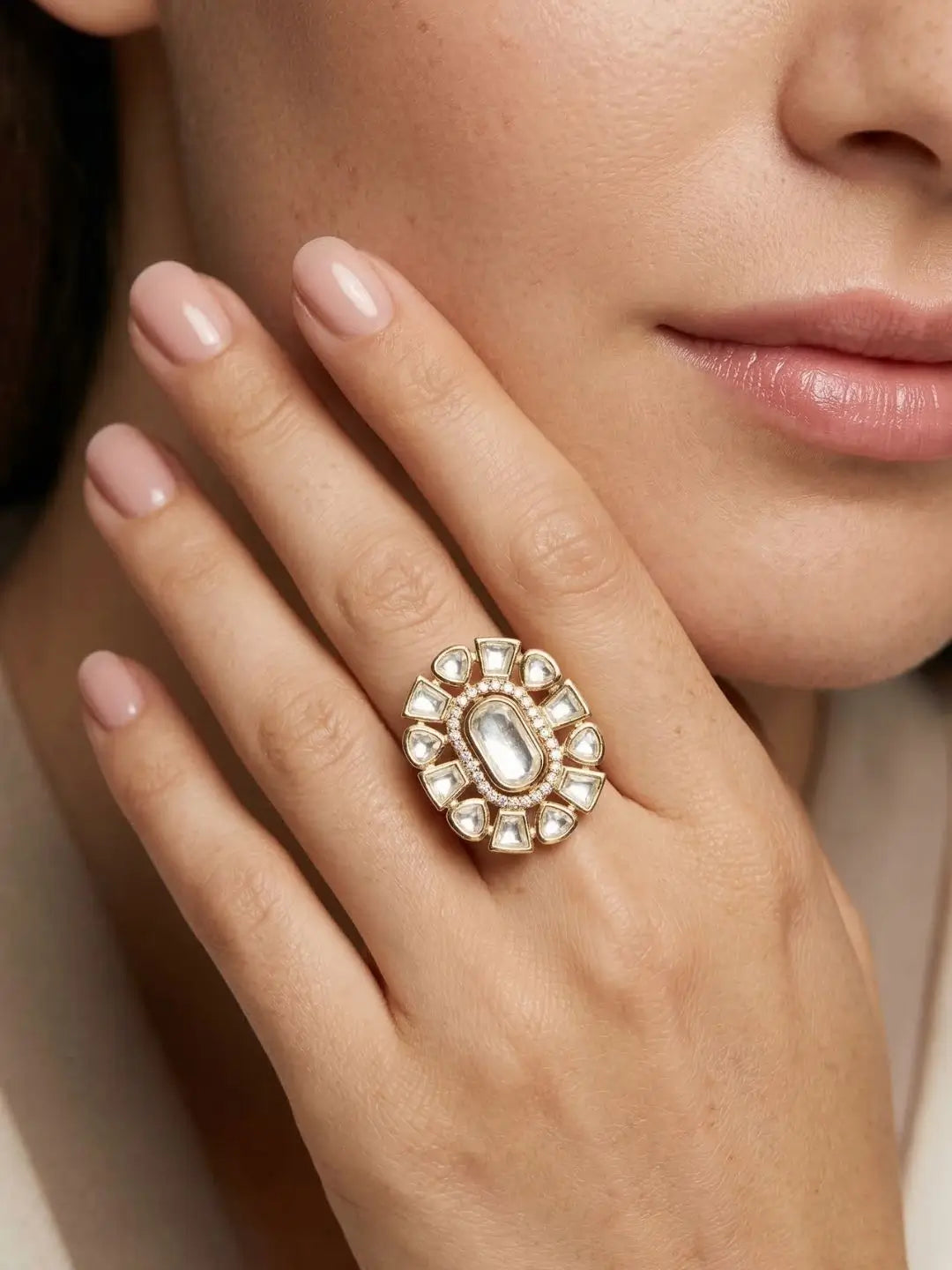 Statement Polki Kundan Ring for Women | Wedding And Festive Wear