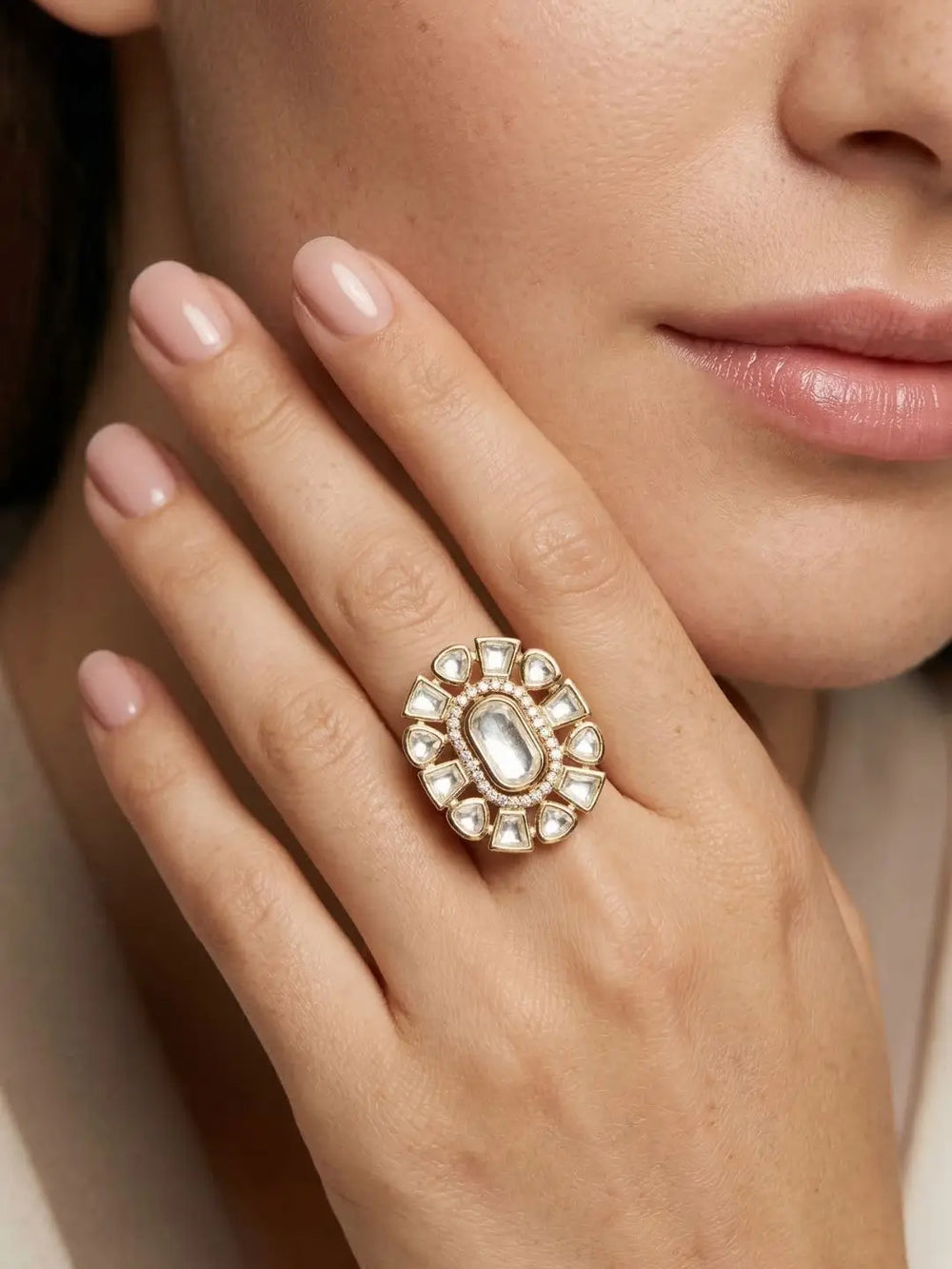 Statement Polki Kundan Ring for Women | Wedding And Festive Wear