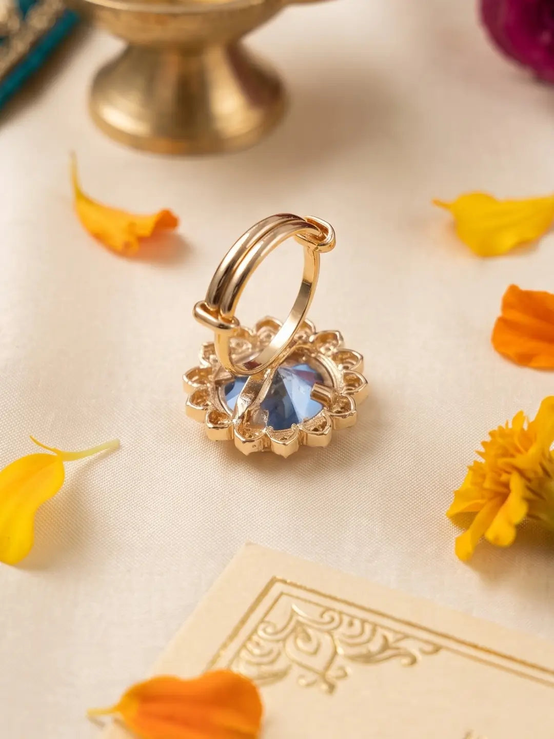 Elegant Adjustable Kundan Polki Finger Ring For Women | Ethnic & Traditional