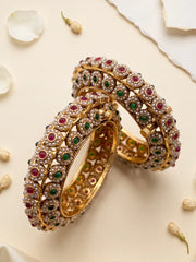 Traditional Gold Plated Muti Colour Pearl Kada Bangles For Women | Wedding, Bridal & Festive Bangles