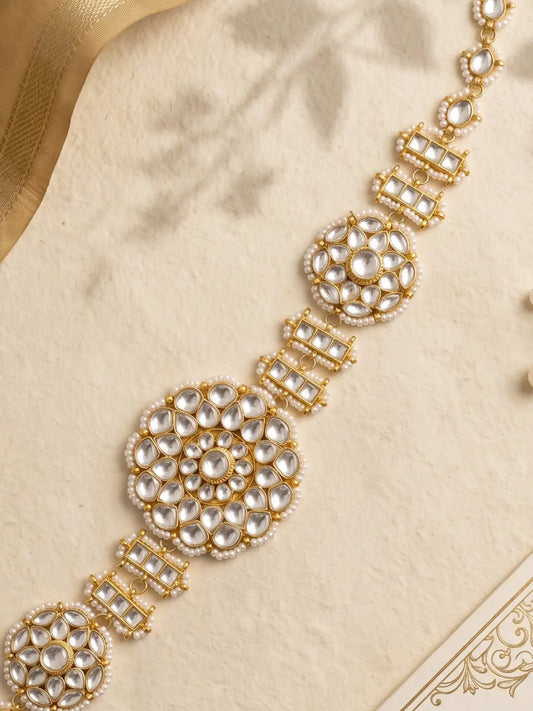 Traditional Gold Plated Wedding & Bridal Pachi Kundan Sheeshphool | Royal Rajputi Sheeshpatti