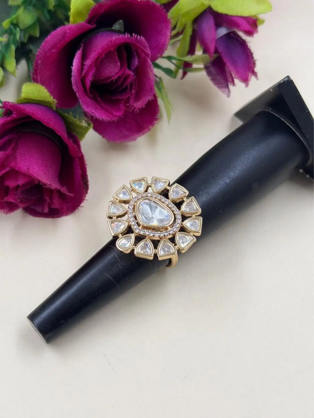 Elegant Adjustable Polki Ring For Women | Ethnic & Traditional Wear
