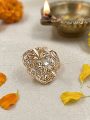 Classic Triangular Shaped Kundan Ring For Women - Wedding & Festive Wear statement ring 