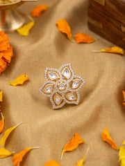 Elegant Flower Design Polki Finger Ring For Women | Ethnic Traditional & Statement