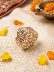 Classic Triangular Shaped Kundan Ring For Women - Wedding & Festive Wear