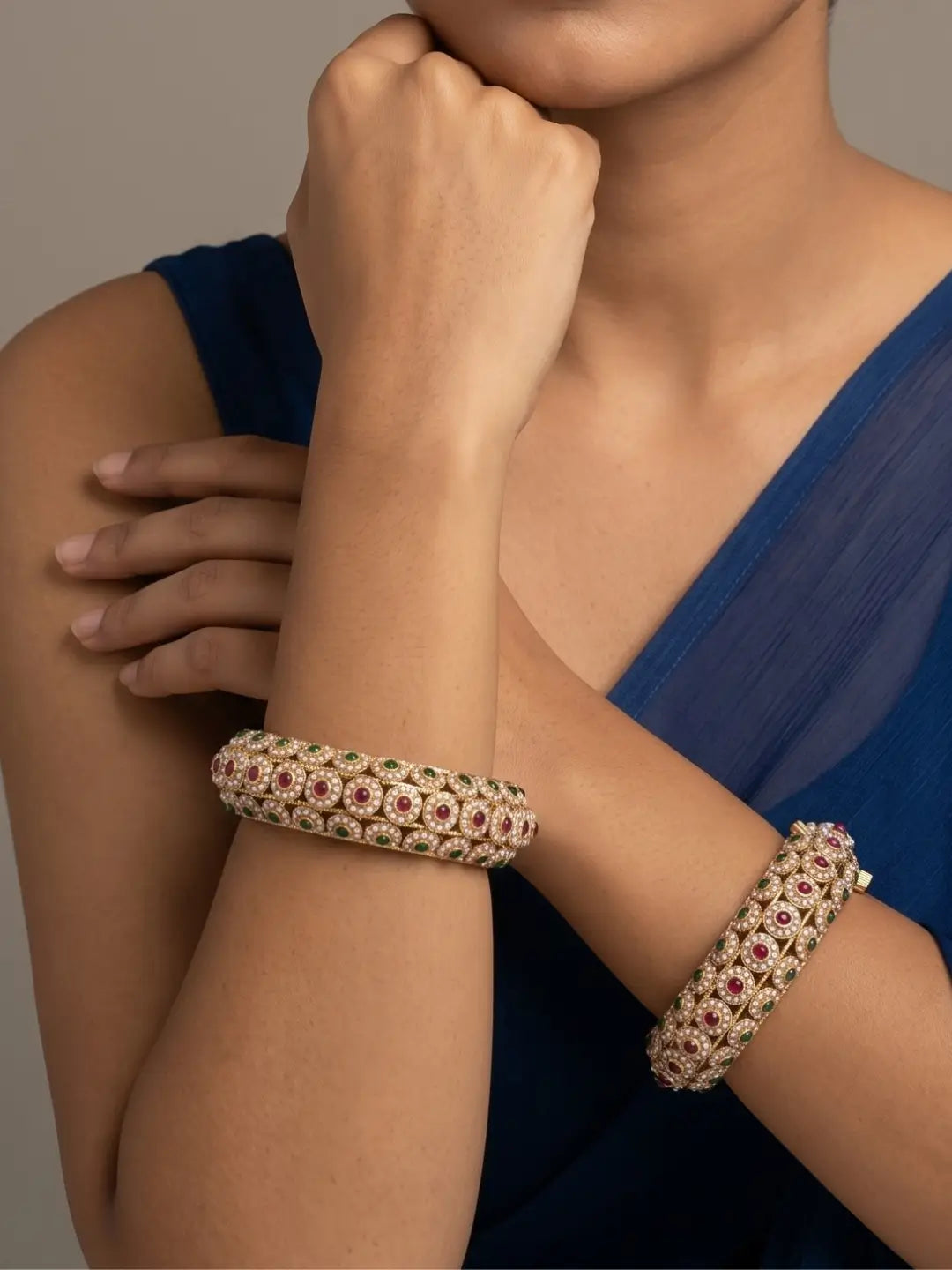 Traditional Gold Plated Muti Colour Pearl Kada Bangles For Women | Wedding, Bridal & Festive Bangles